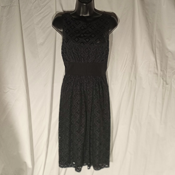 SHOSHANNA Navy & Silver Lace Fit & Flare Dress - Picture 2 of 10